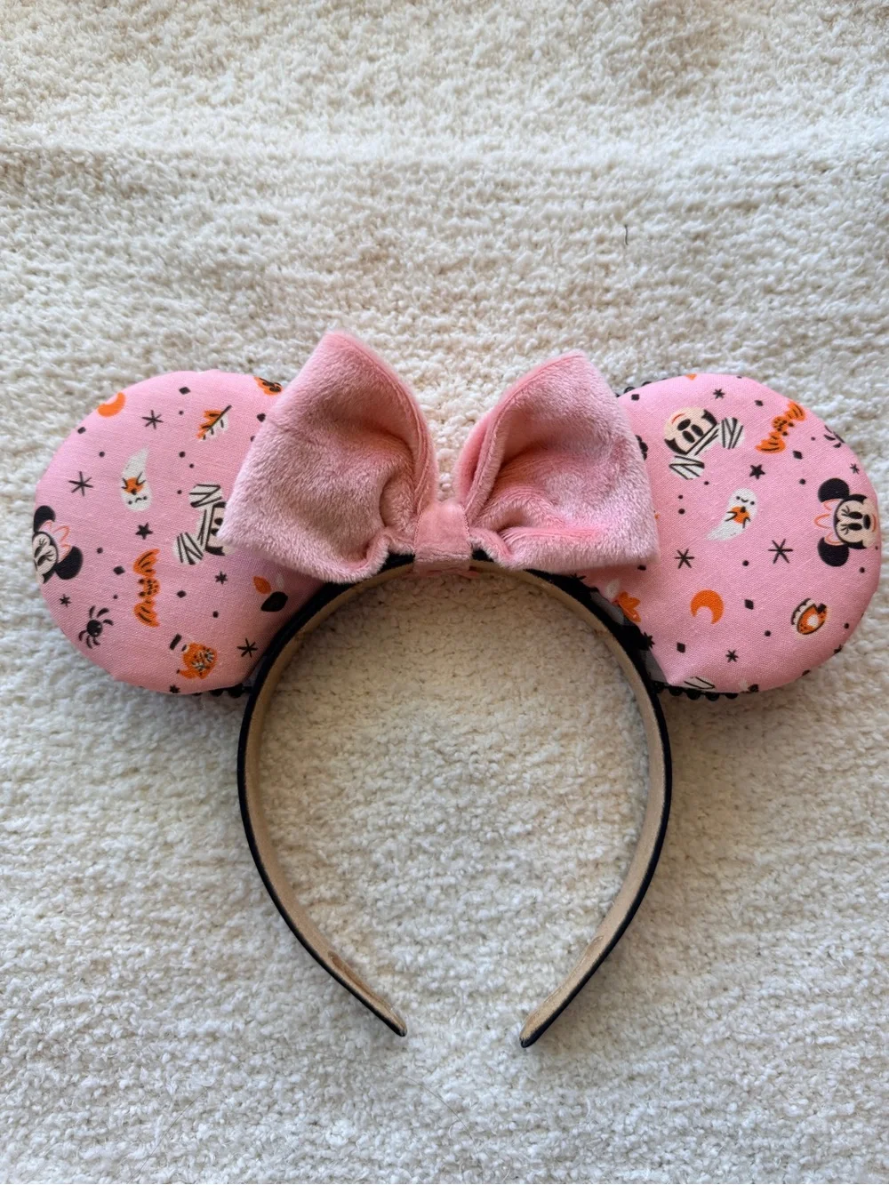 Disney Pink Minnie Mouse Halloween Ghost Ears Headband with Soft Bow